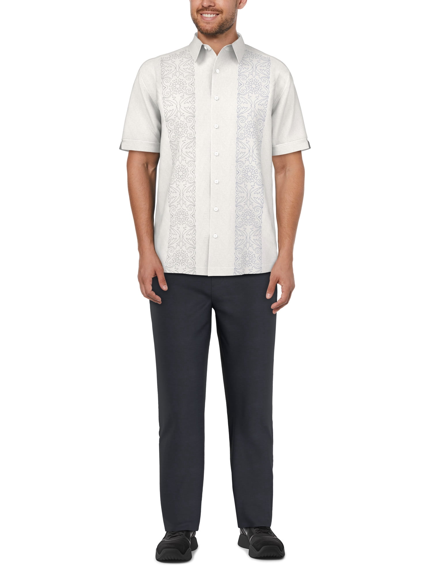 Cafe Luna Men's and Big Men's Printed Panel Short Sleeve Shirt, Sizes S-5XL