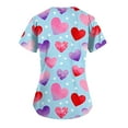 thumbnail image 5 of Women's Fashion Printed Short Sleeve V Neck Pattern Top with Pockets, Valentine's Day Workwear T-Shirt for Nursing and Casual Wear,Blue,L, 5 of 5