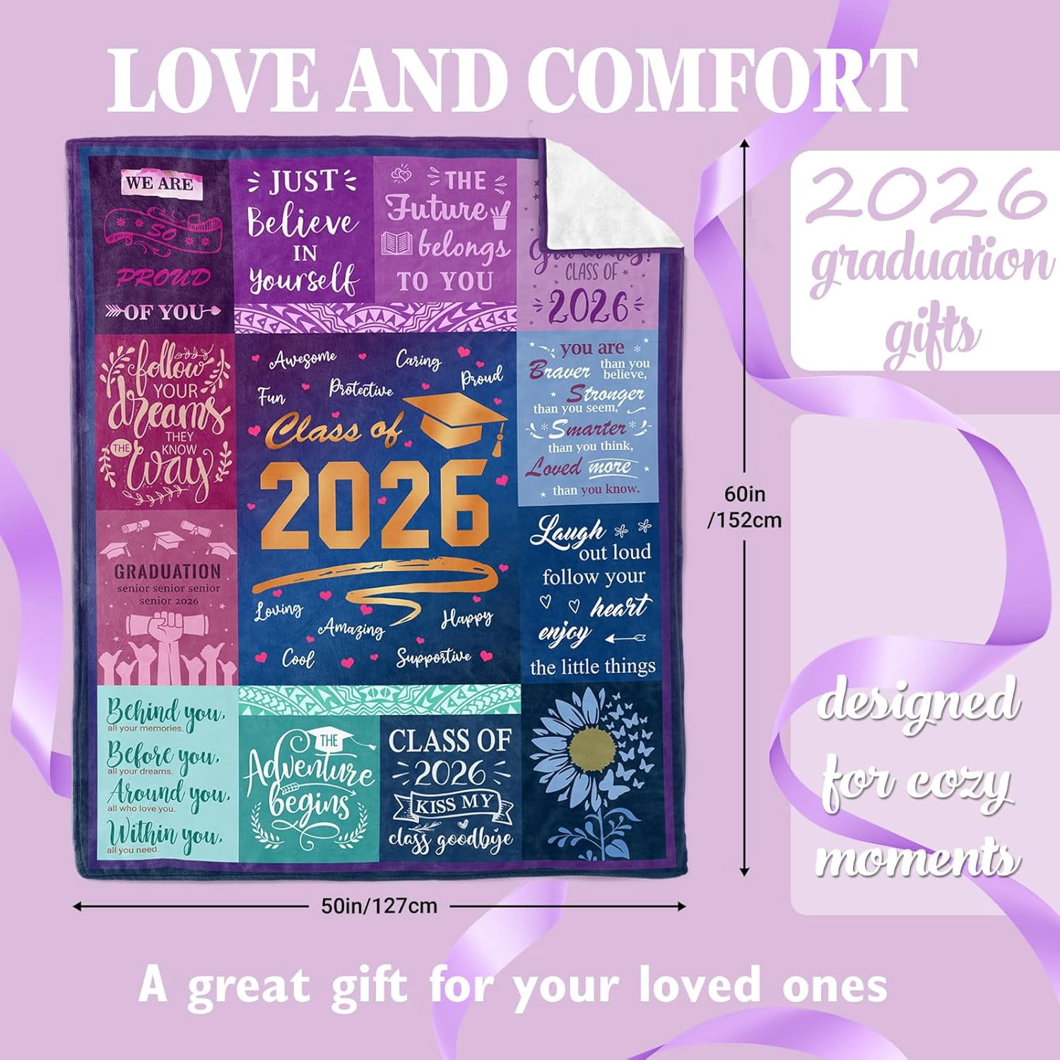Graduation Gifts Blanket - 2026 High School College Graduation Gifts for Her Him - Class of 2026 Throw
