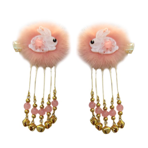 Horquilla con flequillo y bola de pelo para niña, accesorios para el cabello de Año Nuevo chino