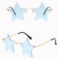 thumbnail image 4 of Star Shaped Sunglasses Fashion Rimless Pentagram Eyewear for Party Festival Costume Accessory Light Blue, 4 of 4