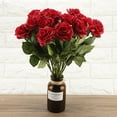thumbnail image 2 of Dark Red Artificial Roses - 10 Piece Set for Wedding, Home, and Office Decoration, 2 of 8