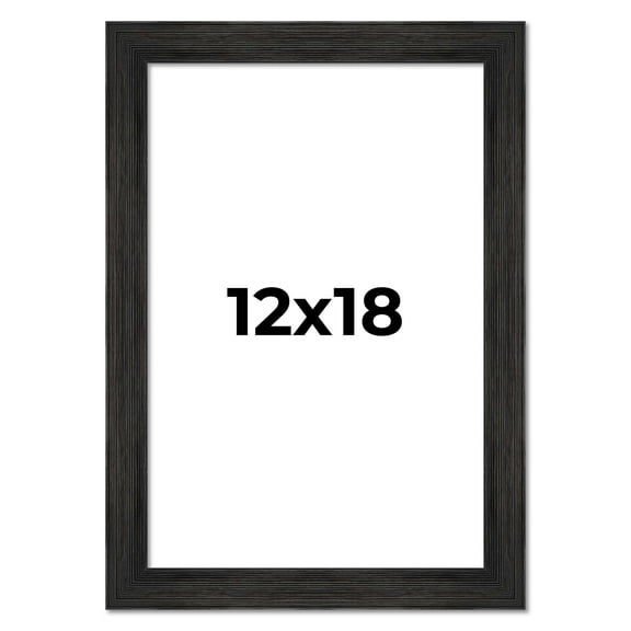 12x18 Distressed/Aged Black Complete Wood Picture Frame with UV Acrylic, Foam Board Backing, & Hardware