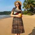 thumbnail image 4 of Fotbe Robe Motif Bois Drapeau Américain Rustique Décontractée Mode Femme Manches Courtes Robe Maxi Robe T-Shirt Rayée Longue à Blocs de Couleur, 4 of 6