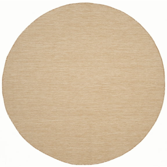 SAFAVIEH Courtyard Blazhe Chevron Indoor/Outdoor Area Rug, Natural/Cream, 7'10" x 7'10" Round