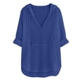 thumbnail image 6 of Women's Beach Cover Up Hoodies Sweatshirt Long Sleeve Sun Protection V Neck Breathable Shirt Top with Pockets Blue S, 6 of 7