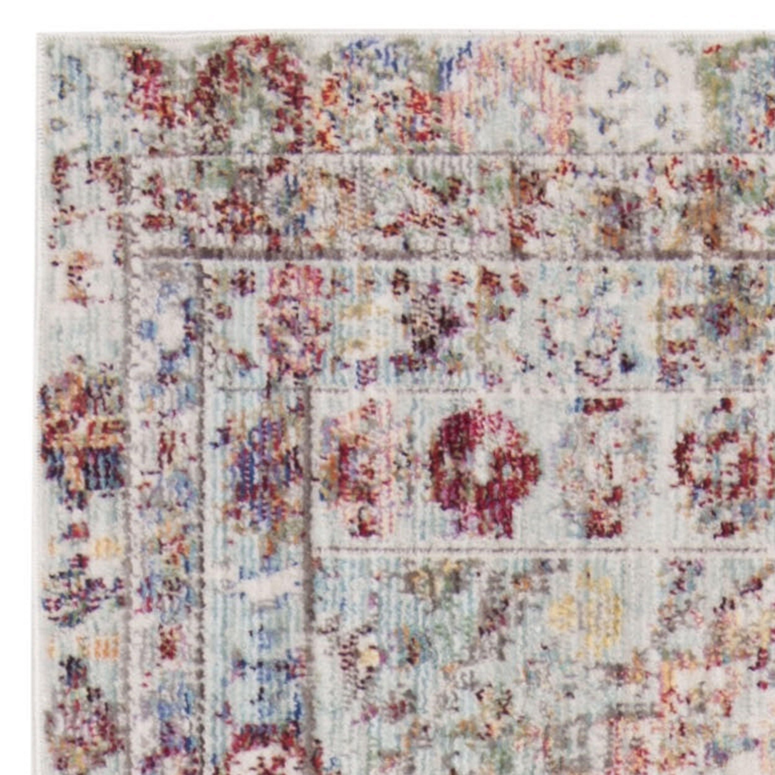 SAFAVIEH Valencia Angelle Distressed Oriental Polyester Runner Rug, Blue/Multi, 2'3" x 8'
