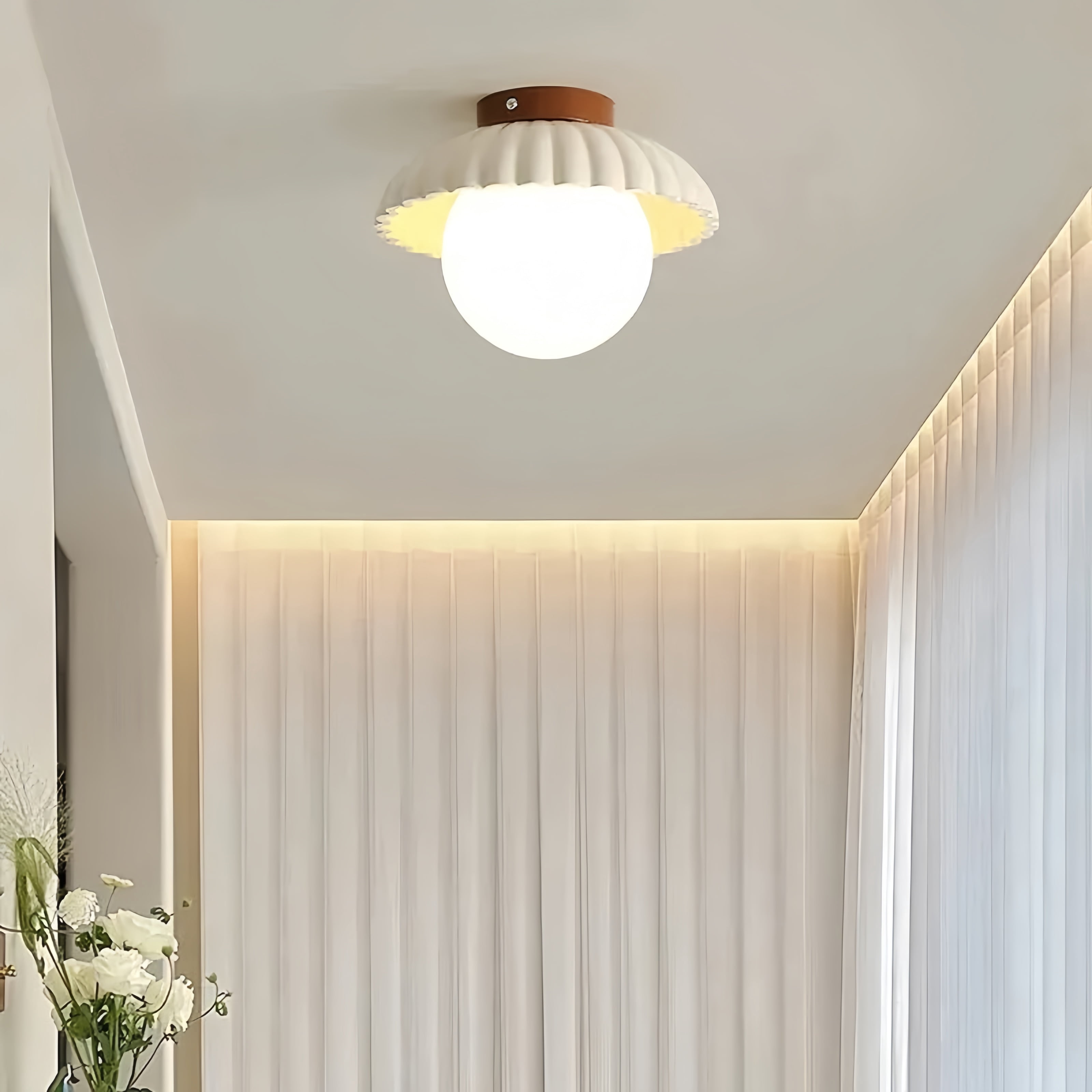 Arturesthome Cream Bud Glass Iron Hallway Ceiling Light