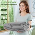 thumbnail image 3 of Rayon Derived from Bamboo Sheets Queen Set Cooling Sheets Piece Sheet Set Thread Count Sheet Deep Pocket Sheet Set Up to Super Soft Silky Smooth (Queen ), 3 of 7