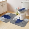 thumbnail image 4 of Abstract Art Bathroom Rugs Set Blue Grey Wall Mottled Texture Minimalist Modern Non Slip Absorbent Soft Bath Mats 3 Piece Set with Bathroom Rug, U-Shaped Floor Mat, Toilet Seat Cover Small Size, 4 of 9