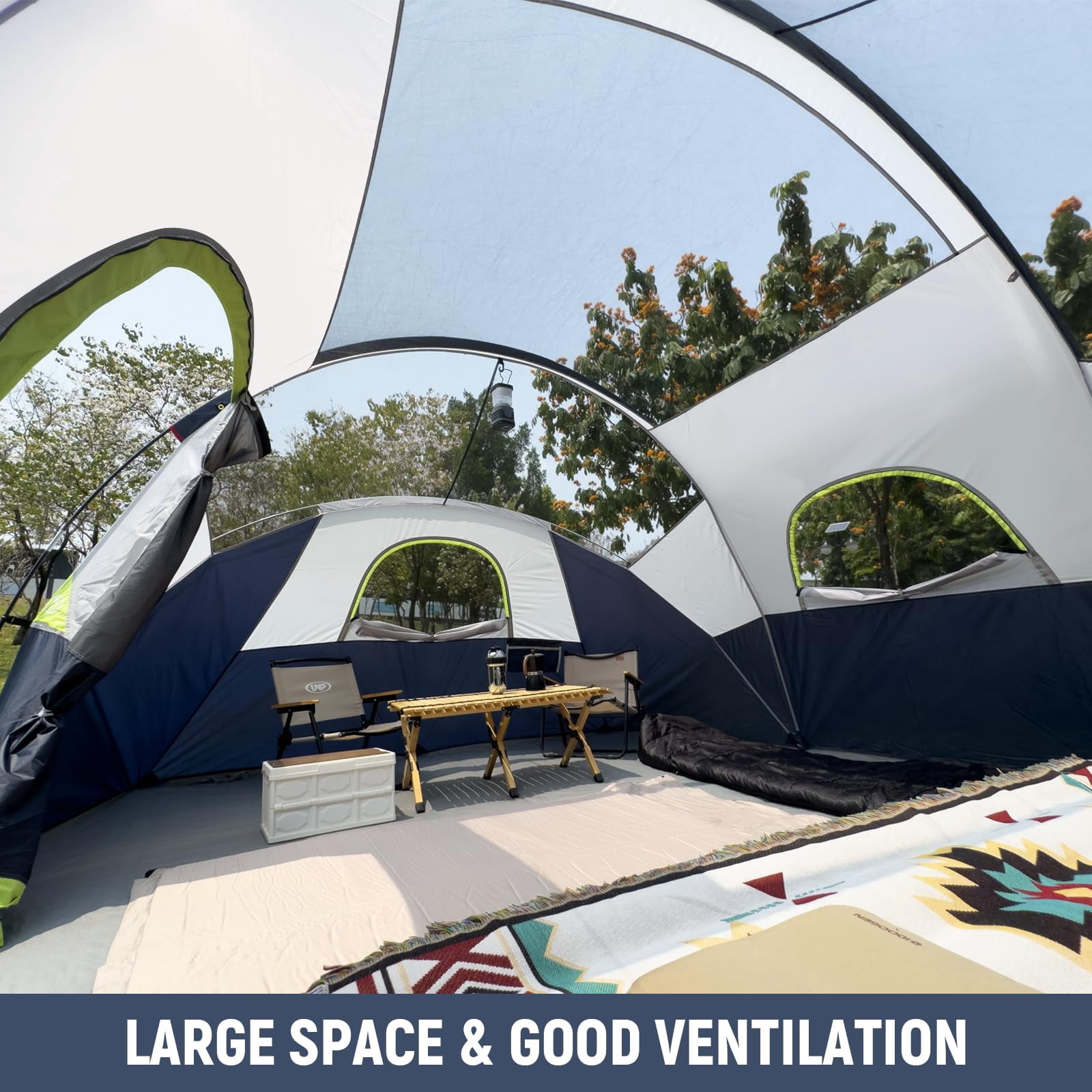 Hikergarden 10 Person Camping Tent - Portable Easy Set Up Family For Camp  Windproof Fabric Dome Outdoor Hiking Backpacking Traveling-14'x11'x74in(h)