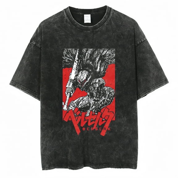 Berserk Men's Cotton Summer T-Shirts Vintage Tee Loose Fit Short Sleeve Casual Tshirts for Men Women S