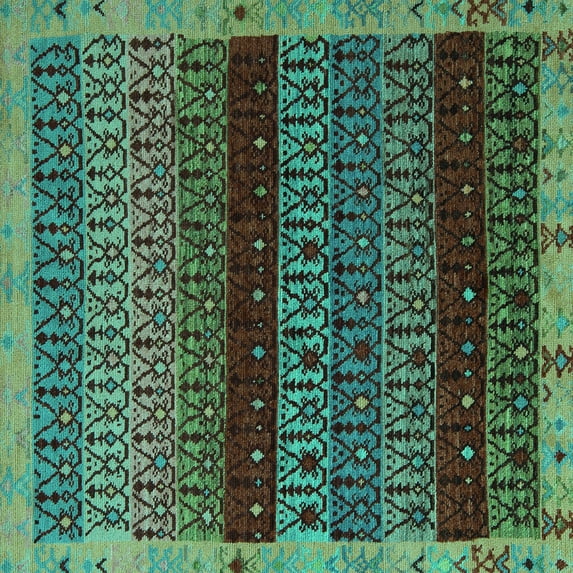 Ahgly Company Indoor Square Abstract Turquoise Blue Modern Area Rugs, 5' Square