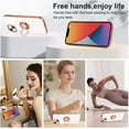 thumbnail image 4 of for iPhone 13 Case with Ring Holder Luxury Glitter Plating Gold Edge 360 Rotation Kickstand Phone Case for Women Shockproof Soft TPU Anti-Scratch Protective Cover Case-White, 4 of 12