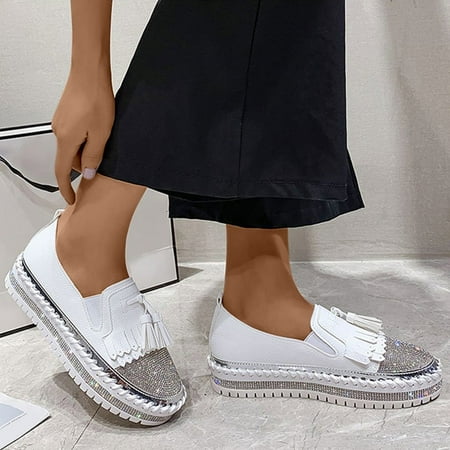 

Homadles Women Flat Sandals- Flats Casual Rhinestone Outside Dressy on Clearance Sandals White Size 6.5