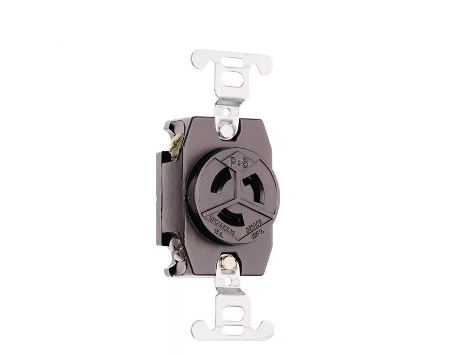 Pass ; Seymour 4710 Turnlok ; Double Pole Single Receptacle; Flush Mount, 125 Volt, 15 Amp, Black