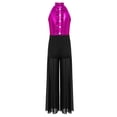 thumbnail image 3 of inlzdz Kids Girls Hip Hop Dance Outfits Retro 70s 80s Rock Disco Jumpsuit Flowy Mesh Overlay Pants Romper Hot Pink 10, 3 of 7