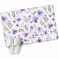 thumbnail image 2 of 2x3 Door Mat Rug, Purple Spring Floral Non-Skid Rubber Backing Large Rectangle Rugs - Living Room Bedroom Home Office, Pastoral Botanical Watercolor Indoor Floor Mat Carpets Washable Rug, 2 of 9