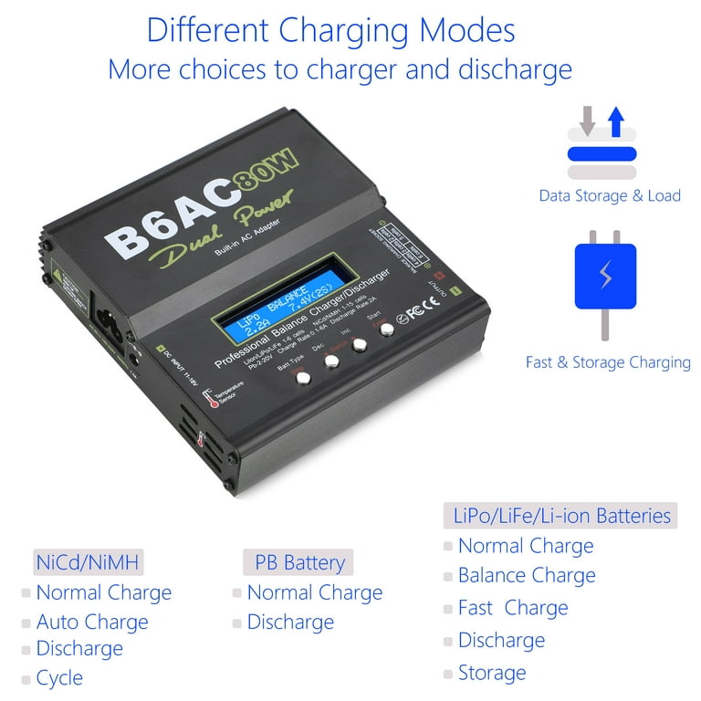 HobbyFly B6AC V2 80W 7A RC Battery Balance Charger For Lipo, NiMH, Li-ion & More