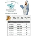 thumbnail image 2 of XL Size Flannel Shark Blanket Hoodie, Soft Cozy Warm Wearable Shark Blanket, Funny Shark Onesie Sleeping Bag Blanket，Wearable shark blanket hoodie cartoon animal one-piece blanket(Blue）, 2 of 6