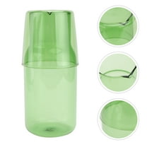 Doitool Bedside Water Carafe and Tumbler Glass Set - Borosilicate Glass with Lid for Nightstand, Bathroom, Kitchen, Office - 7.08 x 2.91 Inch Green