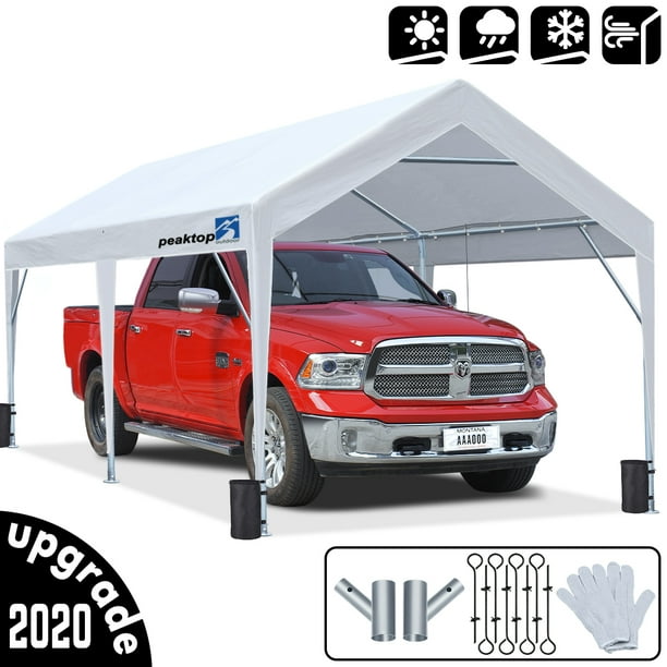 Peaktop Outdoor 10 X 20 Ft Upgraded Heavy Duty Carport Car Canopy Portable Garage Tent Boat Shelter With Reinforced Triangular Beams And 4 Weight Bags Walmart Com Walmart Com