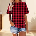thumbnail image 2 of MEICHEN Women's Fashion Casual Plaid Print Round Neck Short Sleeve T Shirt Summer Trendy Clothing for Women, 2 of 4