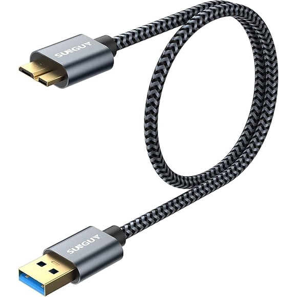 ccwmincc Câble Micro USB 3.0 1,5 Pi, Câble USB A Mâle vers Micro B pour Disque Dur Compatible avec Galaxy S5, Note 3, Toshiba Canvio, Caméra, Disque Dur