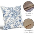 thumbnail image 3 of Chinoiserie Blue White Floral Pillow Covers 18X18 Inch French Country Vintage Flowers Bird Decorative Pillow Cases Set of 2 Seasonal Cotton Linen Throw Pillows Farmhouse Home Decor For Sofa Couch, 3 of 6