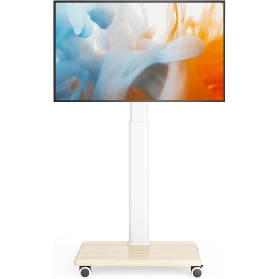 Mobile TV Stand for 27 to 65 Inch TVs,Portable Rolling TV Cart Wheels, Tall Universal Floor Stands with Swivel Mount, Height Adjustable Sleeking Standing Mount Fit Corner, Bedroom, Outdoor