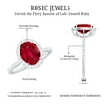 thumbnail image 5 of Rosec Jewels Womens Oval Ruby Halo Ring with Moissanite - 8X10 mm Lab Created Ruby, AAAA Grade, 18K White Gold, US 8.00, 5 of 8