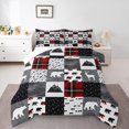 thumbnail image 2 of Erosebridal Jungle Bear Bedding Queen Comforter Set, Rustic Hunting Down Comforter, Plaid Patchwork Decor, 3-Piece, 2 of 8