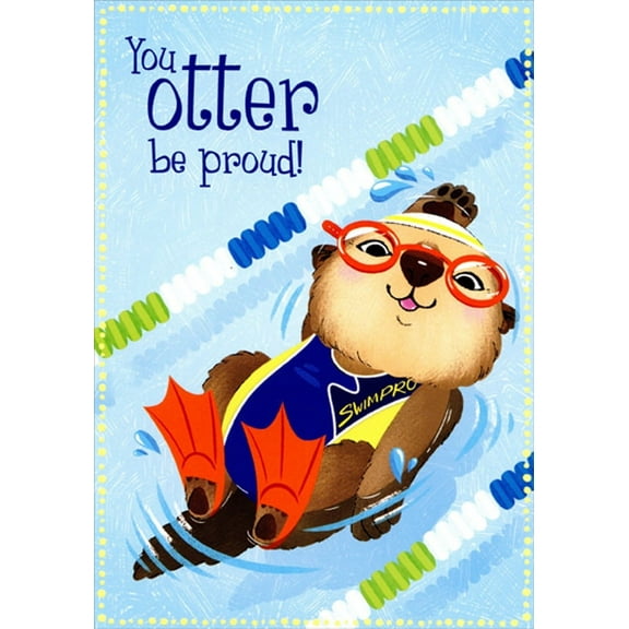 Designer Greetings Otter Be Proud Swim Team Congratulations Card for Kids / Children