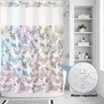 thumbnail image 2 of No Hook Shower Curtain, Colorful Butterflies Shower Curtains for Bathroom with See Through Top Window, Spring Modern Abstract Gradient Animals Waterproof & Washable Bath Curtain 60"x72", 2 of 9