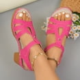 thumbnail image 4 of KEGIRLOM Women Fashionable Casual Spring And Summer Comfortable Solid Color Car Stitching Thick High Heels Comfortable Plus Size Sandals Hot Pink 9, 4 of 9