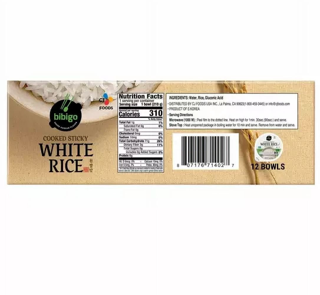 Cooked Sticky White Rice Bowls, 7.4 Ounce (12 Count), 88.8 oz