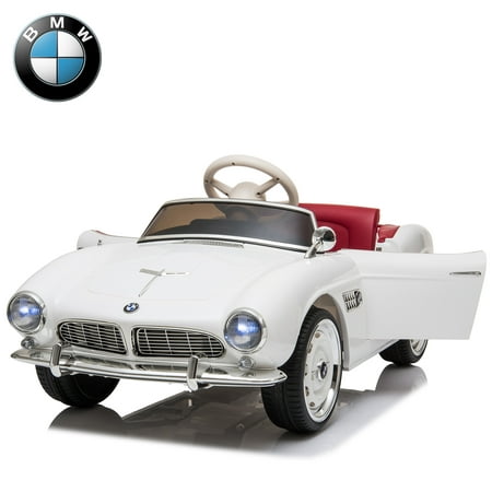 Licensed BMW Classic Vintage Ride on Car with Remote Control for Kids To Drive, 12V Battery Powered Electric Vehicle, Openable Doors, Music Player, LED