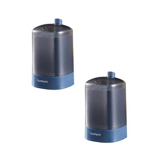 Oleegame 2PC Stainless Steel Cutlery Set Automatic Pop-up Toothpick Box Holder Container Portable Toothpick Dispenser Blue