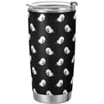 thumbnail image 3 of Halloween Tumbler Doodle Spooky Ghost Insulated Coffee Cup Back to School Beverage Container Office Travel Mug with Straw and Lid 20oz Holiday Gift Day of The Dead Present, 3 of 5