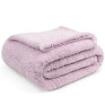 thumbnail image 2 of PAVILIA Sherpa Throw Blanket For Couch Sofa, Light Purple Lavender Fluffy Warm Plush Blanket for Twin Bed, Cozy Super Soft Lightweight Throw, Fuzzy Decorative Blanket, All Season Home, 60x80, 2 of 9