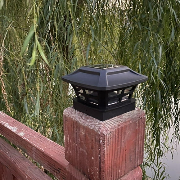 Solar Outdoor Post Cap Lights - One-size-fits-all Base Black--