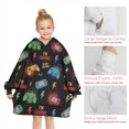 thumbnail image 6 of Multicolor Controllers Games Icons Black Pattern Blanket Hoodies for Kids 6-13YR Oversize Wearable Blanket Hoodies for Boys Girls Teens, 6 of 7