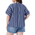 thumbnail image 4 of DARING DIVA Women's Plus Boho Tops Floral Tied V Neck Blouse Shirts 2X Navy Blue, 4 of 7