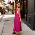 thumbnail image 4 of WOYY Girls Sleeveless Pinafore Dress Casual Loose Pocket Long Overall Dress, Sizes 5-14, 4 of 6