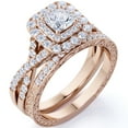 thumbnail image 1 of Alianza de boda JeenMata de 1,25 ct con moissanita cuadrada, doble halo trenzado y pavé de inspiración vintage, chapada en oro rosa, 1 of 6