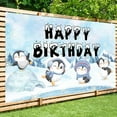 thumbnail image 4 of Winter Penguin Arctic Animals Background Decorate Snowflakes Polar Bear Kid Portrait Customized Baby Shower Photography Backdrop, 4 of 7
