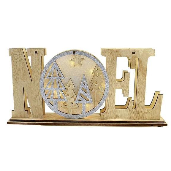 Christmas Lit Word Forest Sign Plywood Battery Plywood Glittered Mx180316 Noel