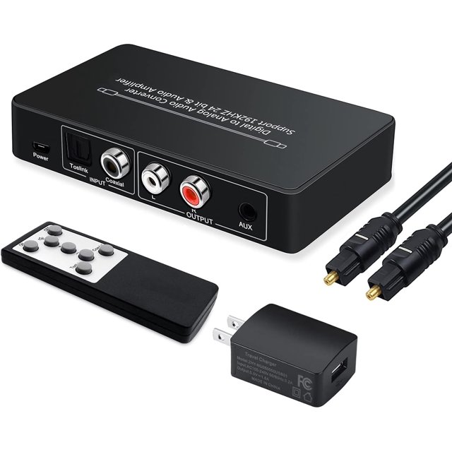 Optical to RCA Converter, Digital to Analog Audio Converter with Volume Control DAC Converter Supports Sampling