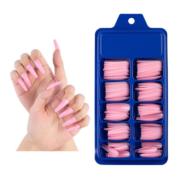 Uñas postizas de Ballet largas, manicura artística de cobertura completa, herramientas de belleza de Color caramelo, puntas de uñas francesas artificiales TSLM1, 100 piezas Gao Jinjia LED