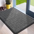thumbnail image 1 of Felpudo para puerta de entrada, resistente y duradero, para exteriores e interiores, atrapa la suciedad, impermeable, superabsorbente, para entrada, patio, porche, 29,5 x 17 pulgadas, color gris, 1 of 7